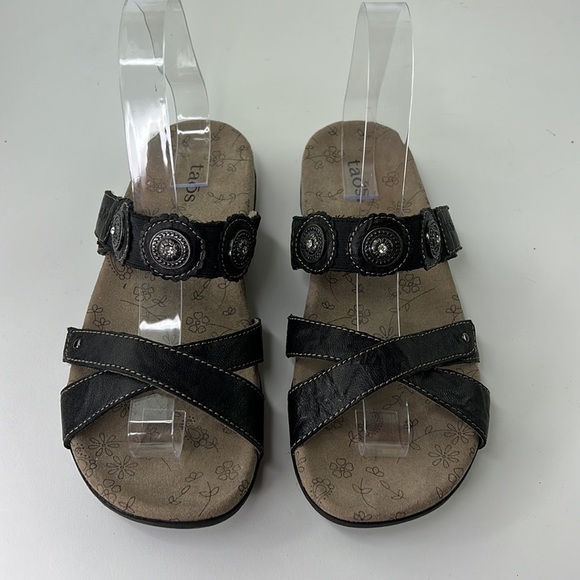 taos Black leather slide sandal - Picture 3 of 8